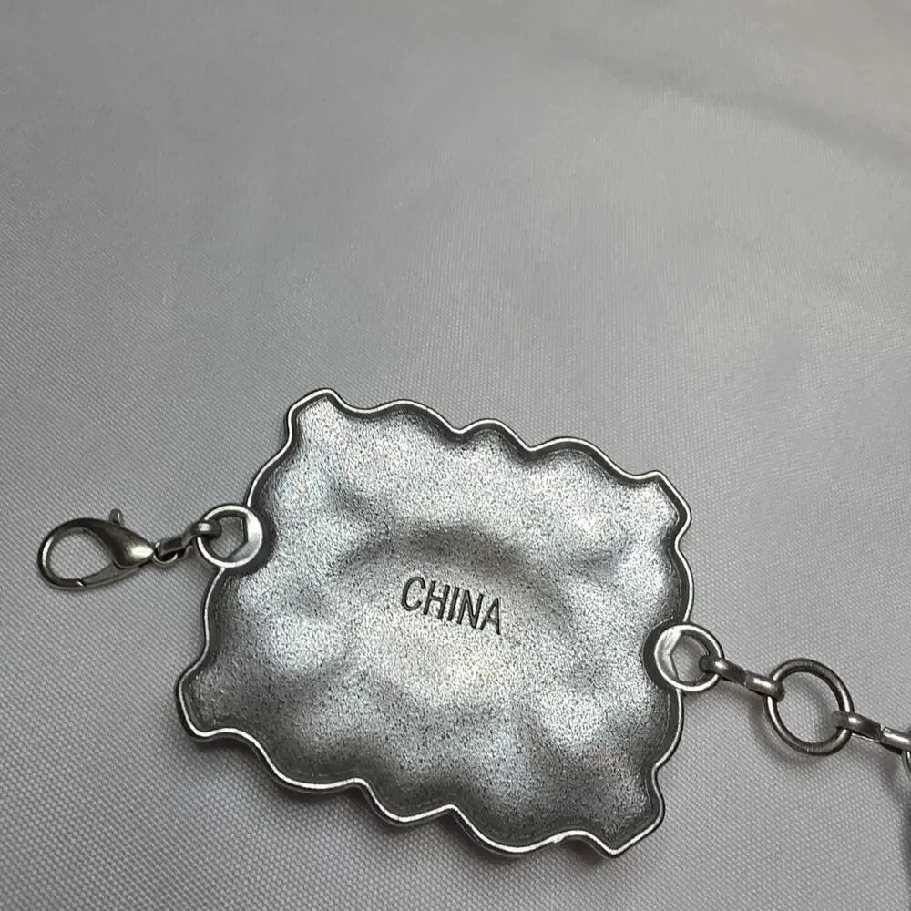 Rectangular Silver Tone Turquoise Concho Chain Western Belt Womens M Festival - Picture 5 of 11